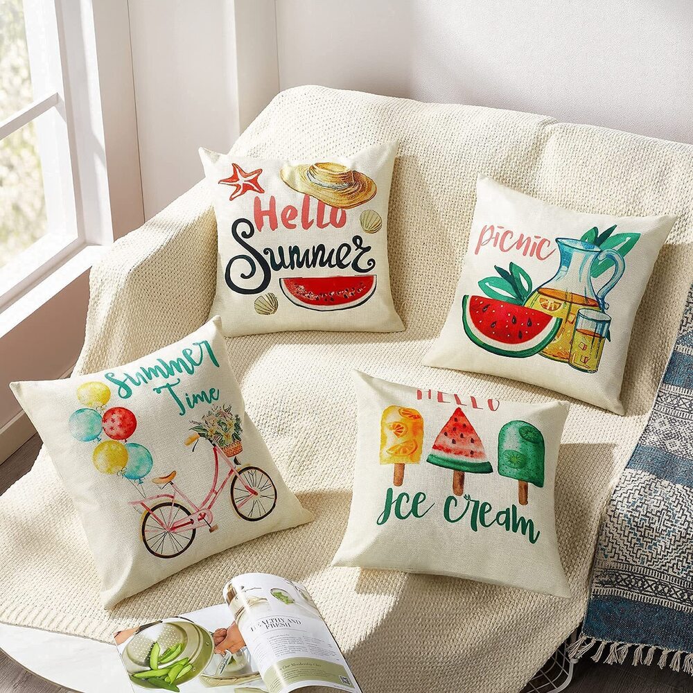 9717 Summer Pillow Covers 20x20: Decorative Pillow Covers Farmhouse Pillow - Picture 5 of 7